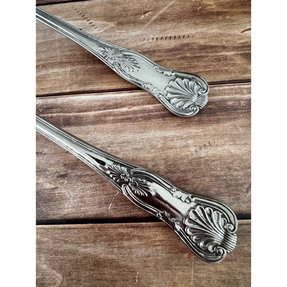 Vintage J B Rogers Silver Plated Salad Serving Set Shell Pattern Spoon Fork 12